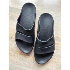 Oofos OOahh‎ Recovery Slides Mens 14 Womens 16 Black Sport Sandal Comfort Arch